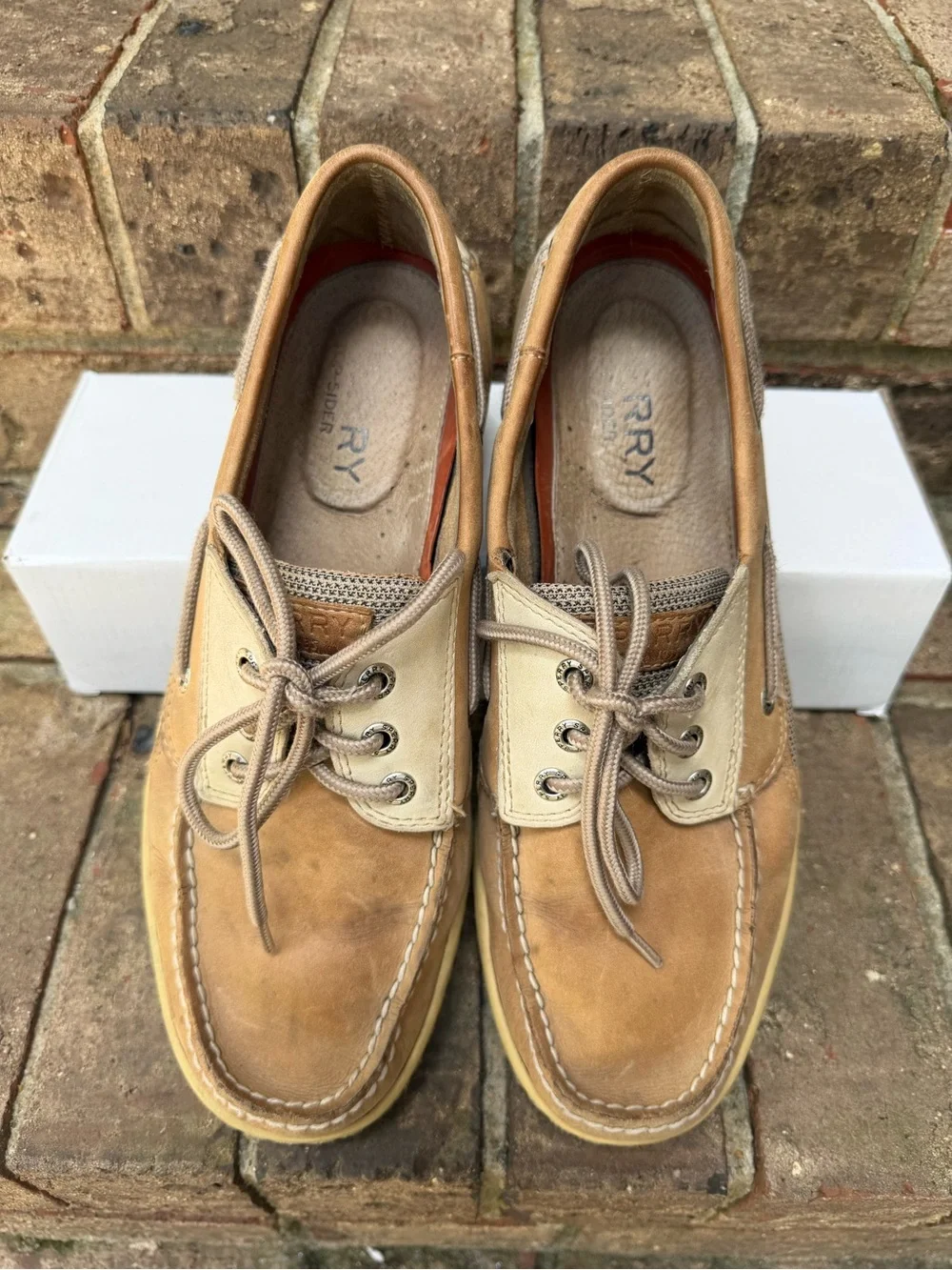Sperry Top Slider Tan Leather Boat Shoes Men’s Size 10M